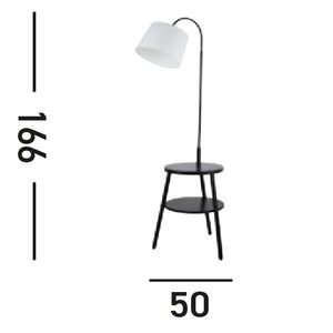 Piantana Contemporaneo Cresta Acciaio Bianco Legno Nero 1 Luce E27