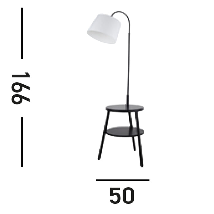 Piantana Contemporaneo Cresta Acciaio Bianco Legno Nero 1 Luce E27