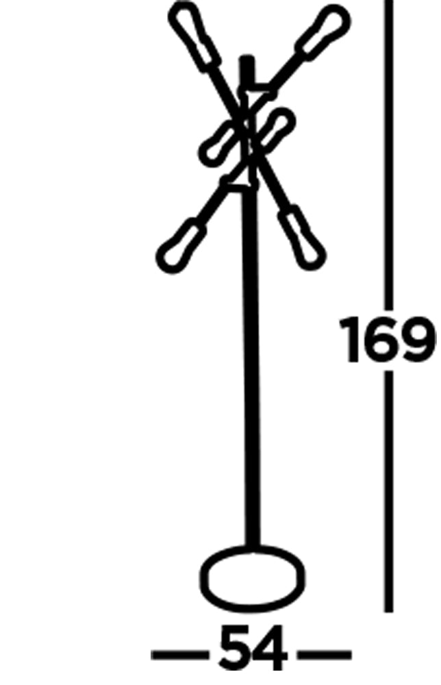 Piantana Industrial-Nordico Armstrong Acciaio Nero Ottone 6 Luci E27