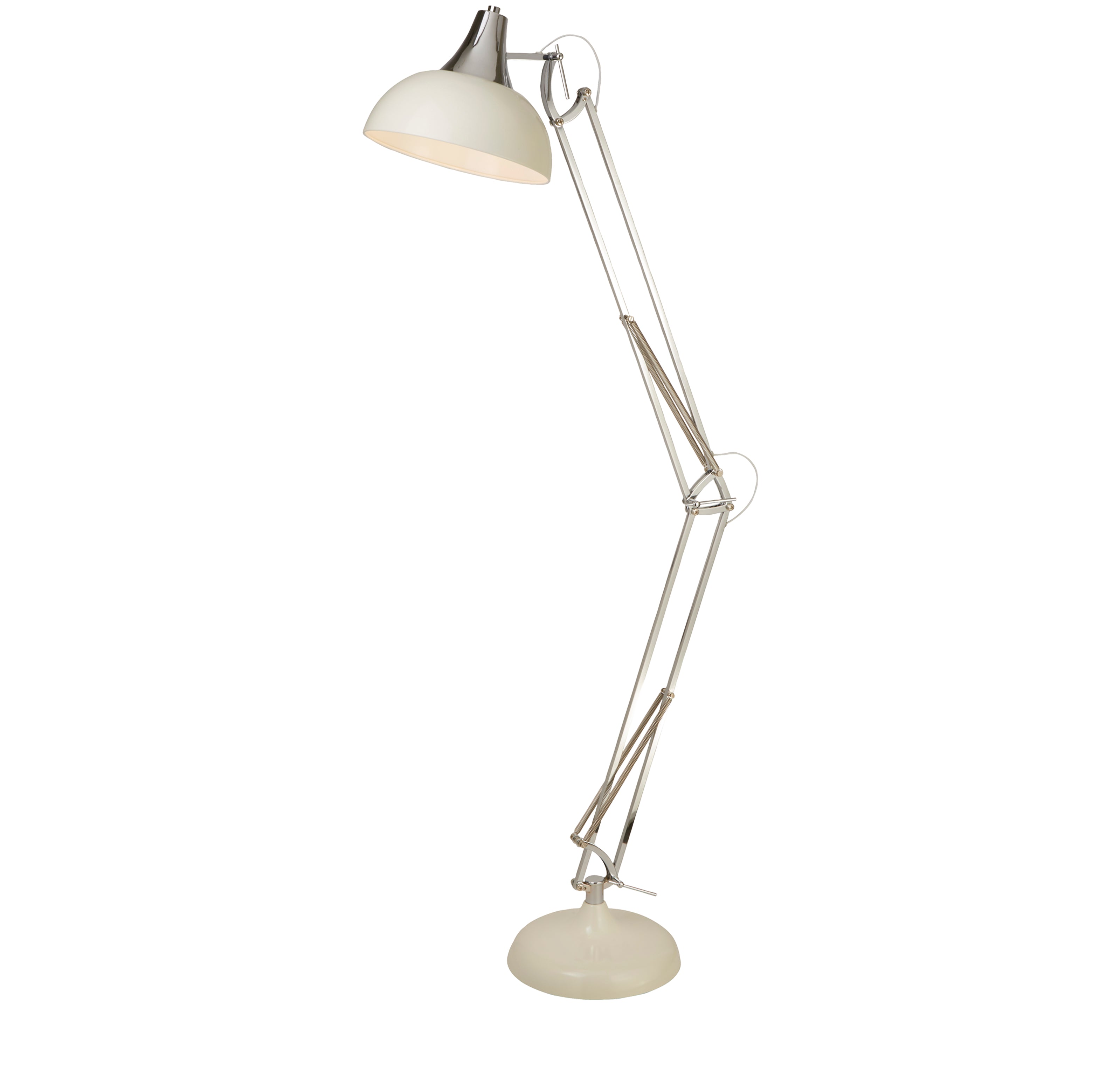 Piantana Contemporaneo Golia Acciaio Bianco Cromo 1 Luce E27