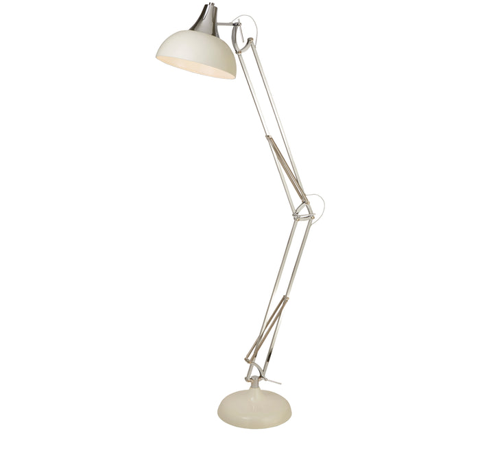 Piantana Contemporaneo Golia Acciaio Bianco Cromo 1 Luce E27