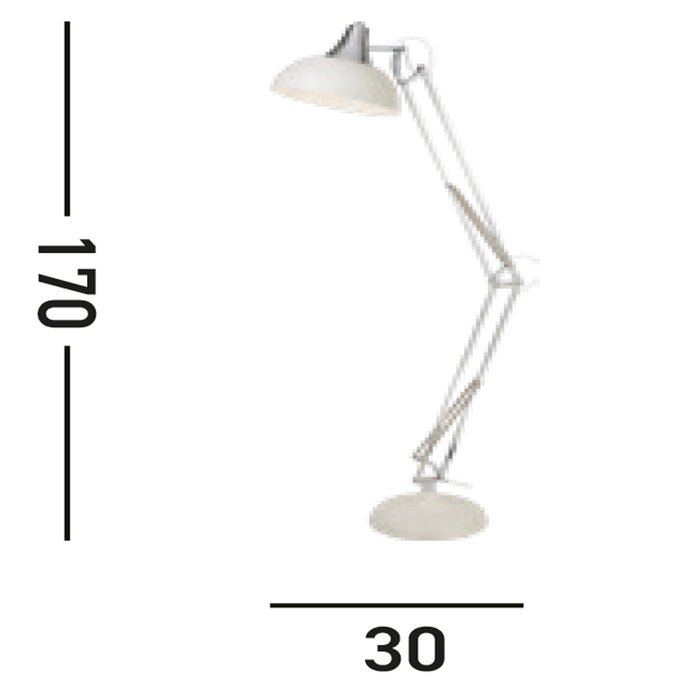 Piantana Contemporaneo Golia Acciaio Bianco Cromo 1 Luce E27