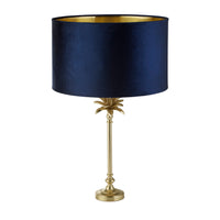 Lampada Da Scrivania Contemporanea Palma Ottone Velluto Blu 1 Luce E27