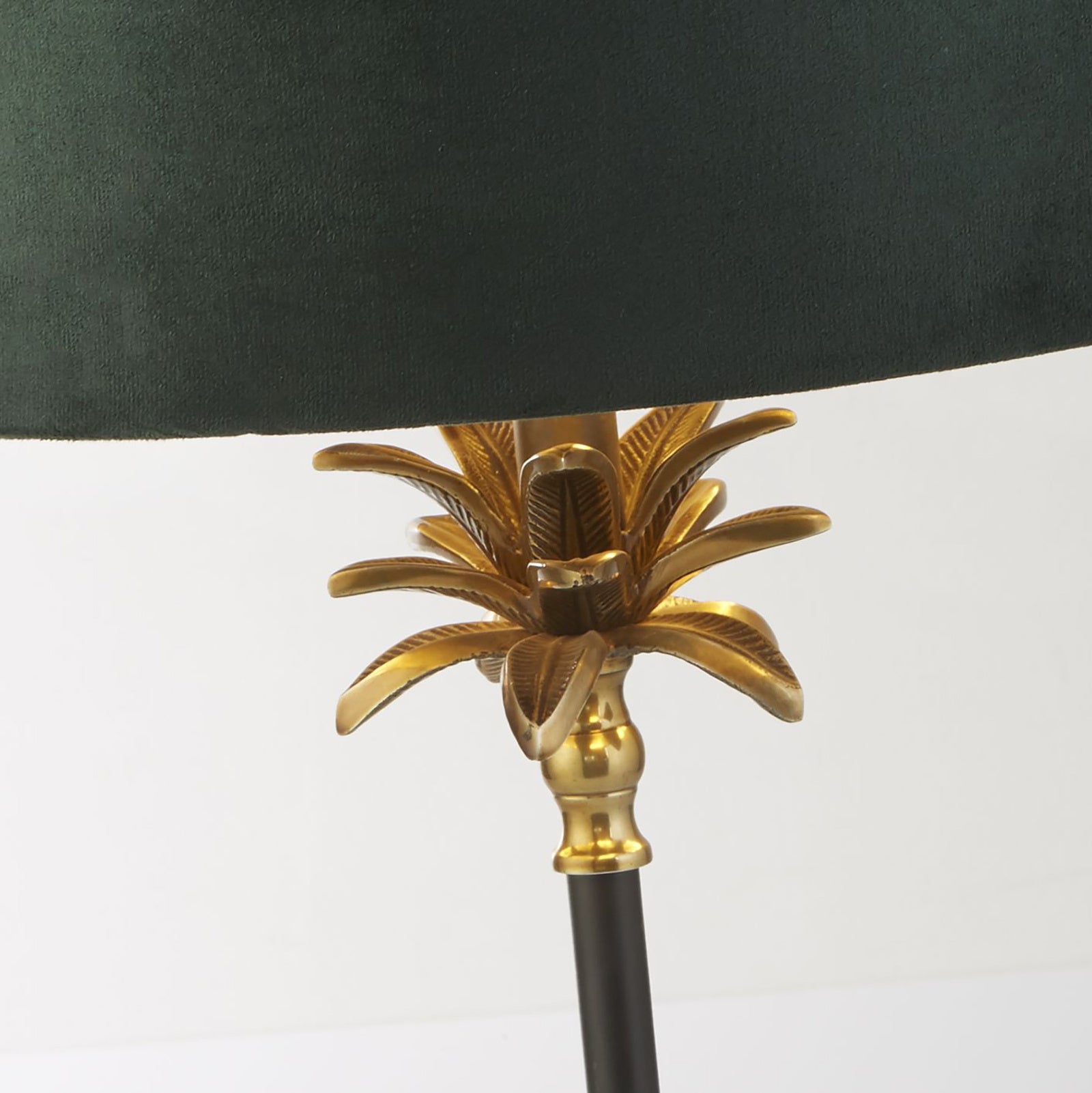 Lampada Da Scrivania Contemporanea Palma Ottone Nero Velluto Verde 1 Luce E27