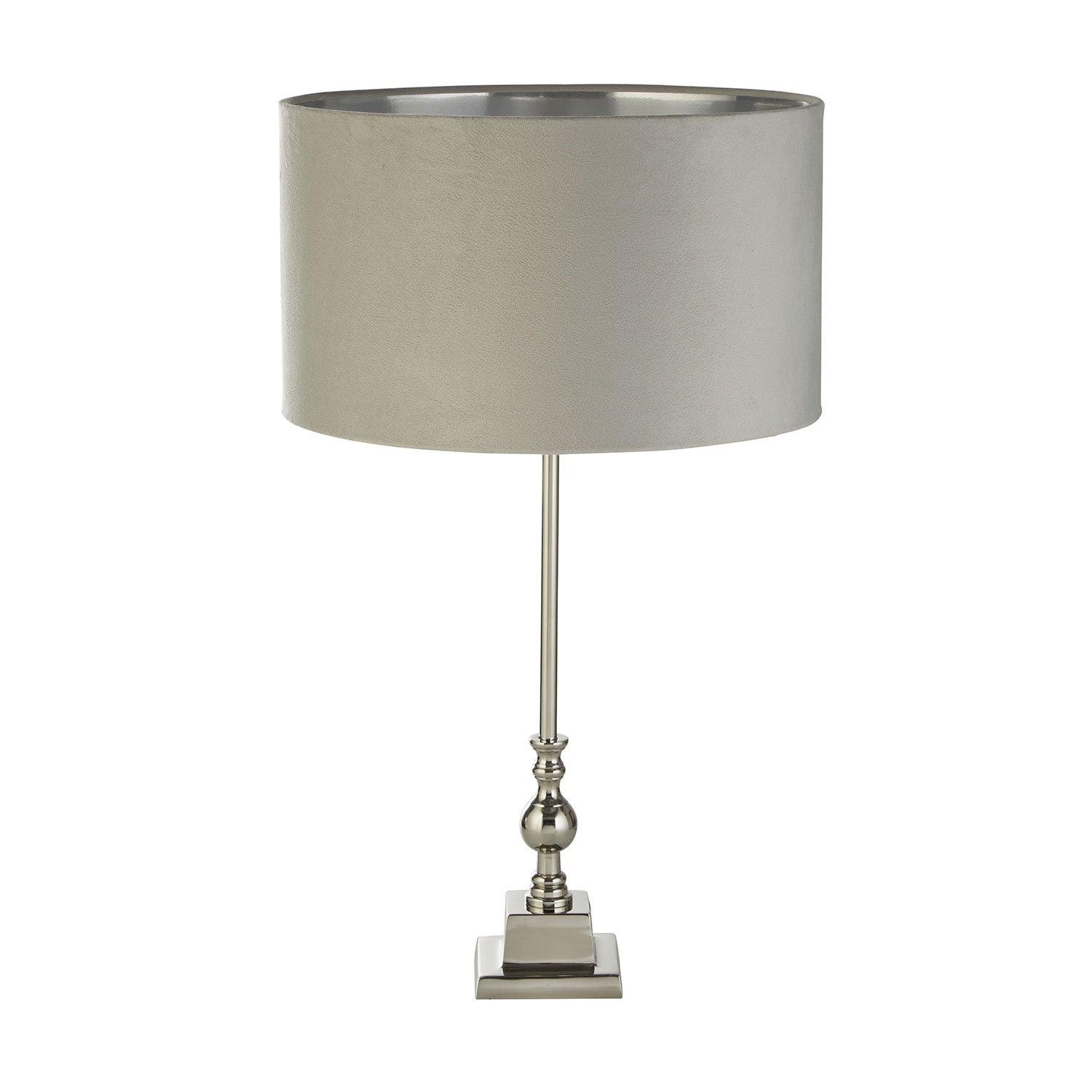Lampada Scrivania Contemporanea Whitby Metallo Nichel Velluto Grigio 1 Luce E27