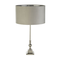 Lampada Scrivania Contemporanea Whitby Metallo Nichel Velluto Grigio 1 Luce E27