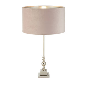 Lampada Da Scrivania Contemporanea Whitby Metallo Nichel Velluto Rosa 1 Luce E27