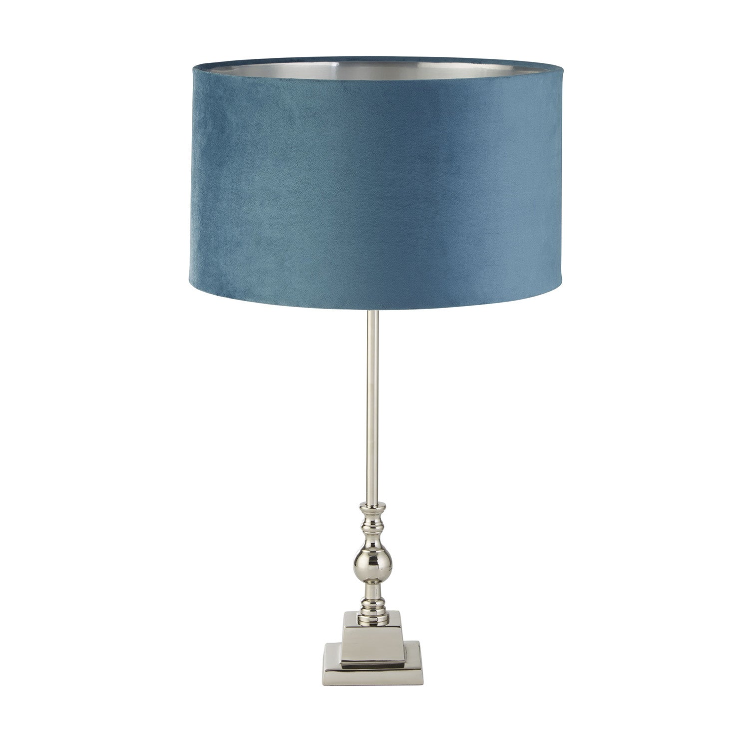 Lampada Da Scrivania Whitby Metallo Cromo Velluto Verde Acqua 1 Luce E27