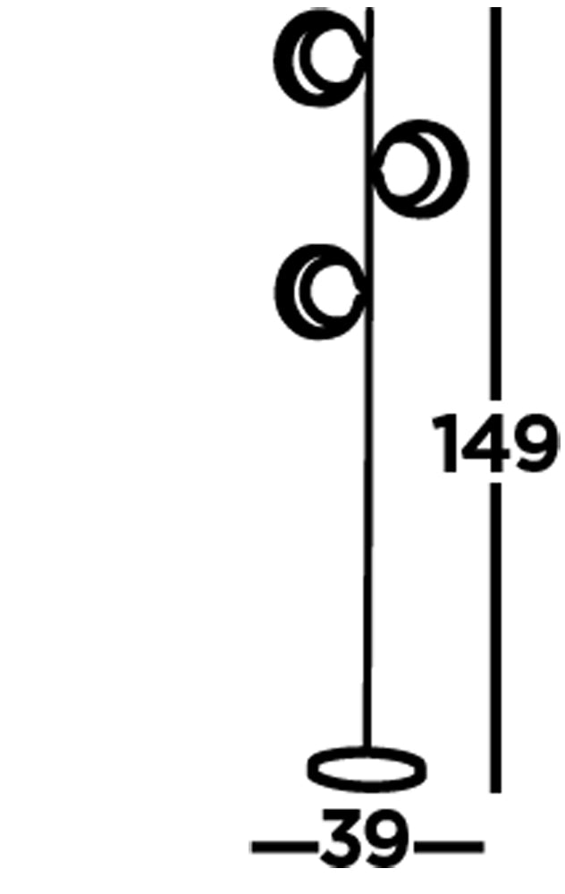 Piantana Contemporaneo Orbitale Acciaio Nero Vetro Oro 1 Luce G9