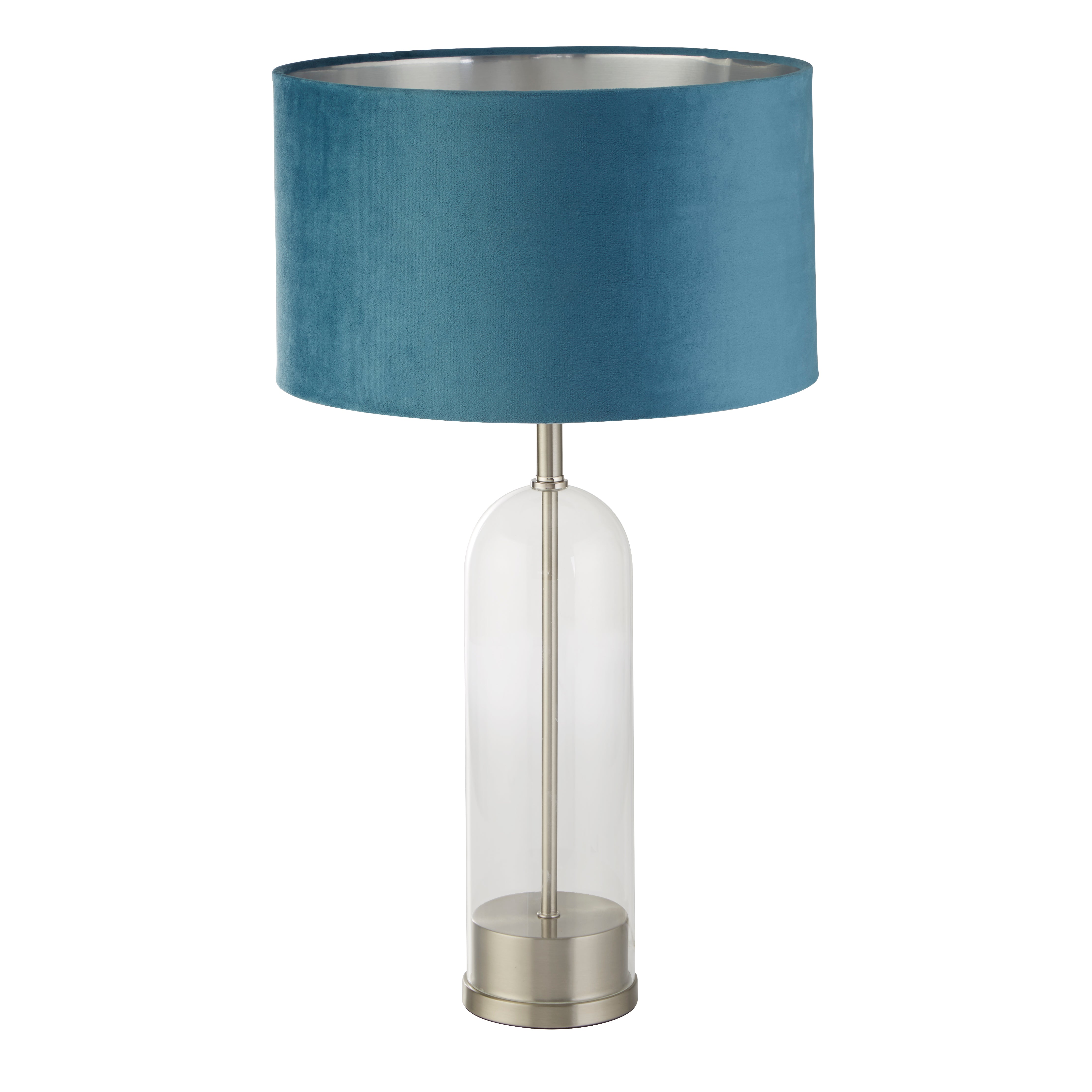 Lampada Scrivania Oxford Acciaio Ottone Velluto Verde Acqua 1 Luce E27