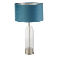 Lampada Scrivania Oxford Acciaio Ottone Velluto Verde Acqua 1 Luce E27