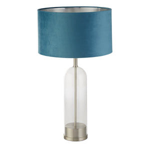 Lampada Scrivania Oxford Acciaio Ottone Velluto Verde Acqua 1 Luce E27