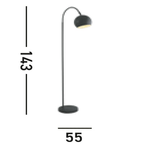Piantana Contemporaneo Calunnia Acciaio Nero 1 Luce E27
