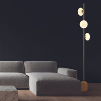 Piantana Contemporaneo Ciottolo Acciaio Ottone Vetro Bianco 3 Luci G9