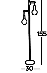 Piantana Industrial-Nordico Tribeca Acciaio Marrone Legno Nero 2 Luci E27