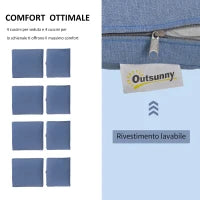 Salotto da Giardino, Divano da Giardino, Set Mobili da Esterno con Poltrona da Giardino in Metallo e Poliestere, Bianco e Blu