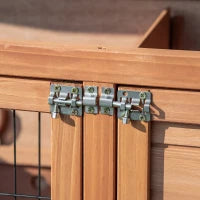 Conigliera in Legno a 2 Livelli con Ruote, Vassoio Estraibile e Rampa, 122x50x101cm