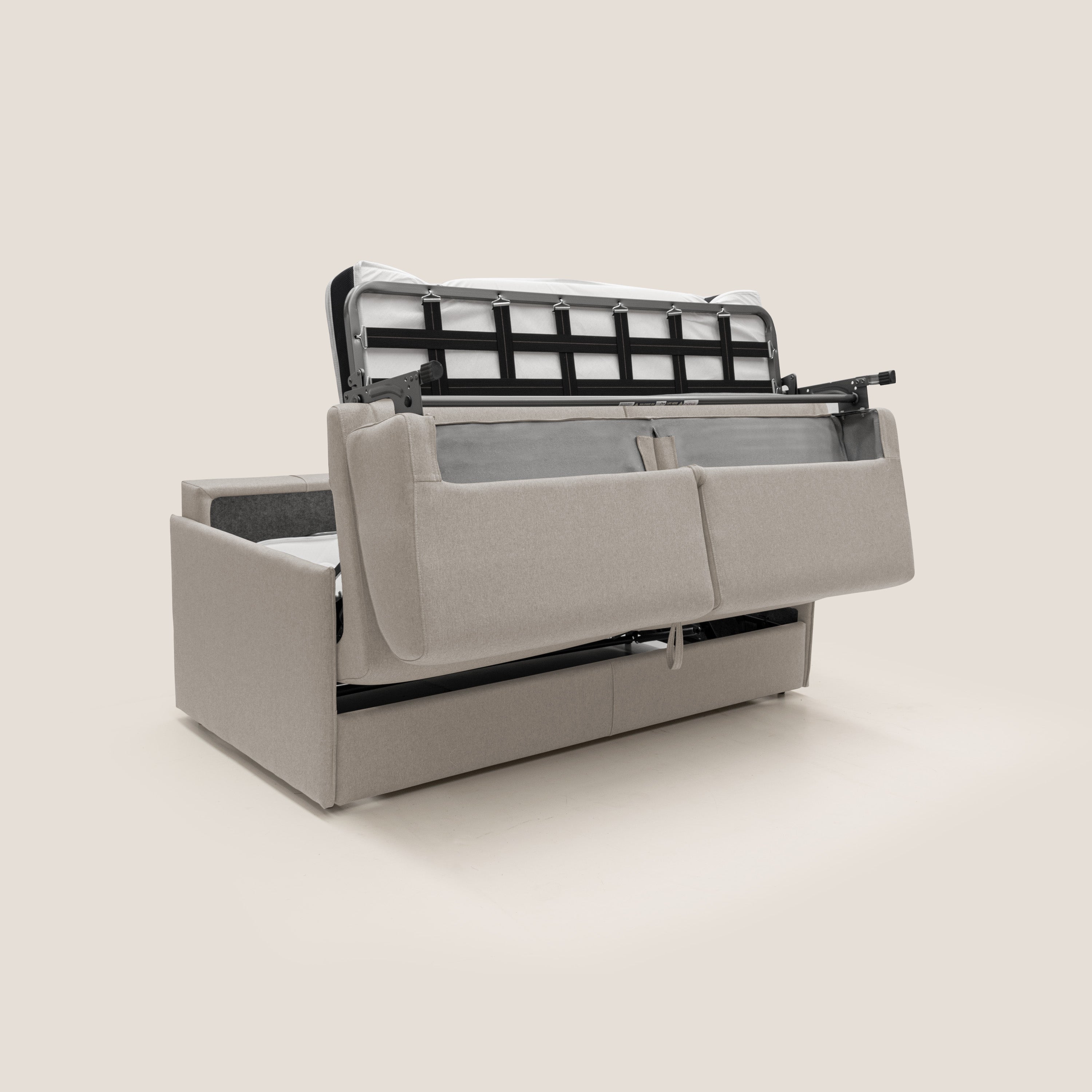 Divano Letto 2 Posti 149x90x96 cm in Tessuto Panna