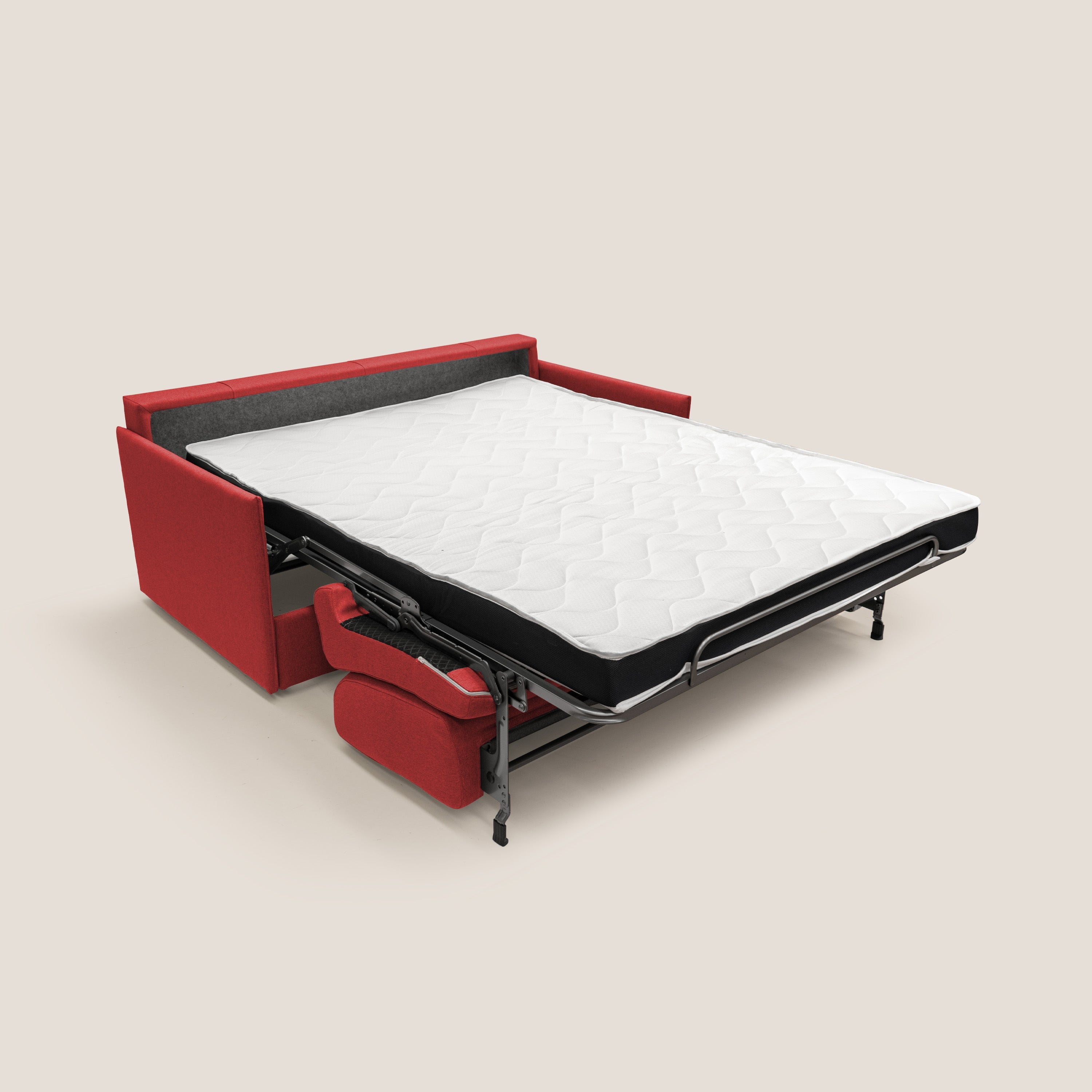 Divano Letto 3 Posti 189x96x96 cm in Tessuto Rosso