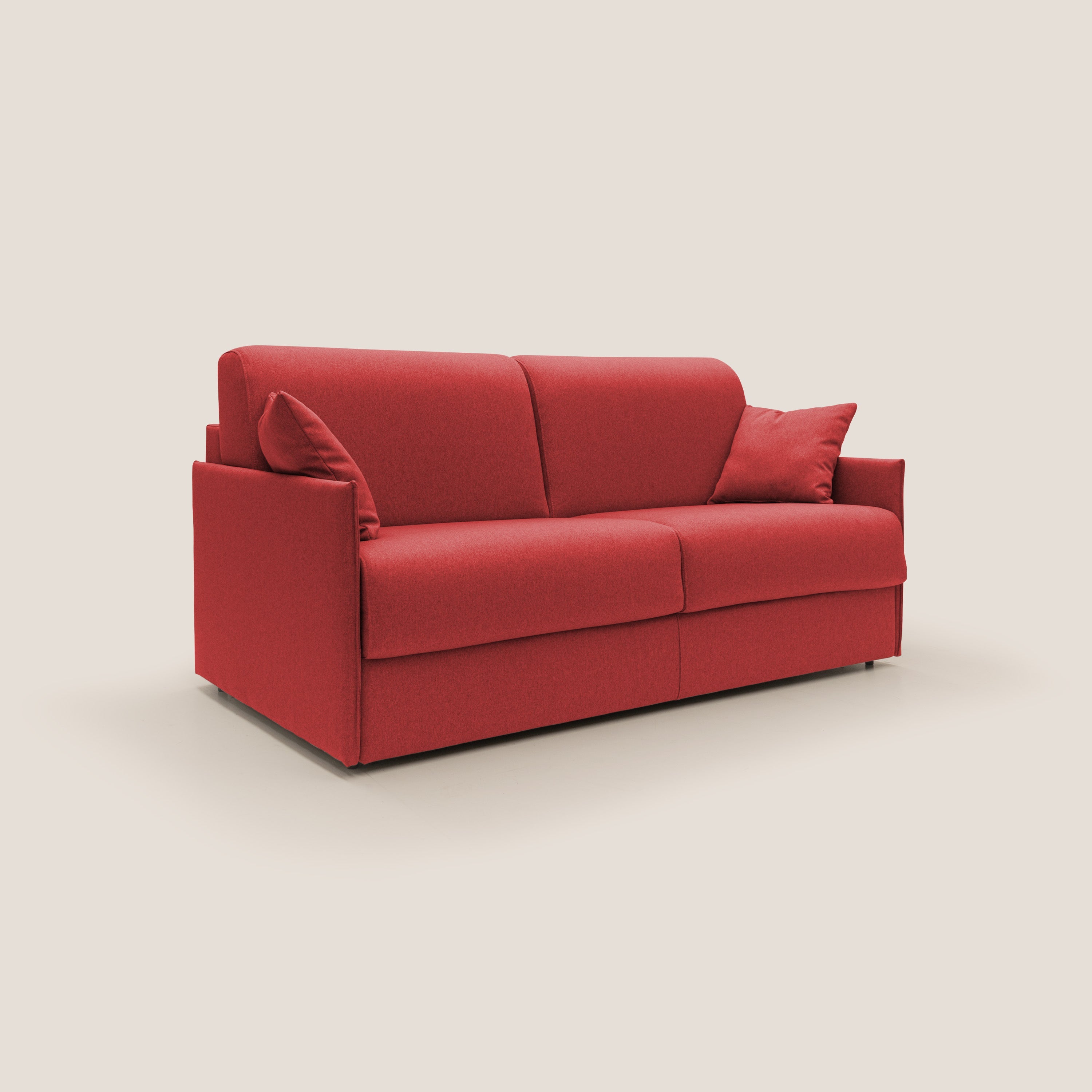 Divano Letto 3 Posti 189x96x96 cm in Tessuto Rosso