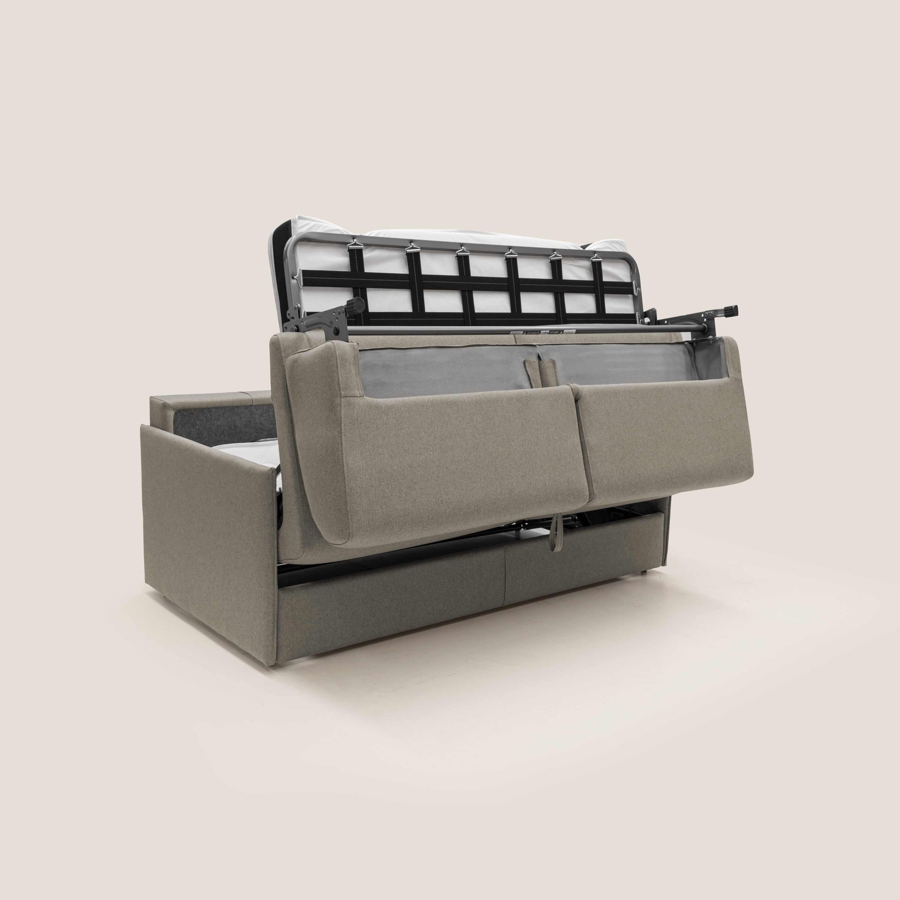 Divano Letto 2 Posti 149x90x96 cm in Tessuto Tortora