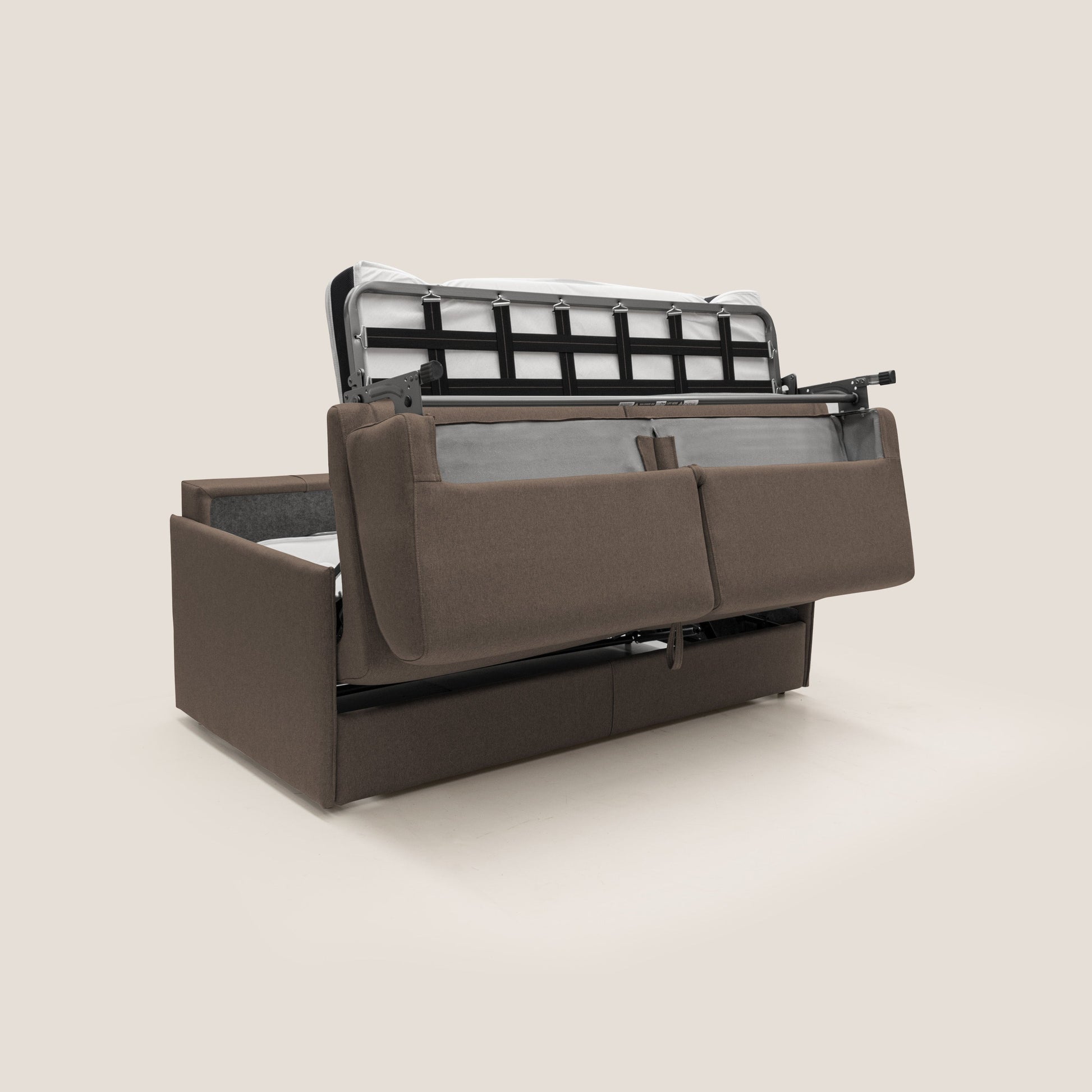 Divano Letto 3 Posti 189x96x96 cm in Tessuto Marrone