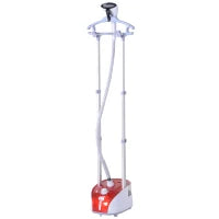 Vaporizzatore per Abiti 1950 W con Tavola da Stiro Integrata, Serbatoio d'Acqua da 2 L, Asta Telescopica, Guanto, Gruccia, Rosso