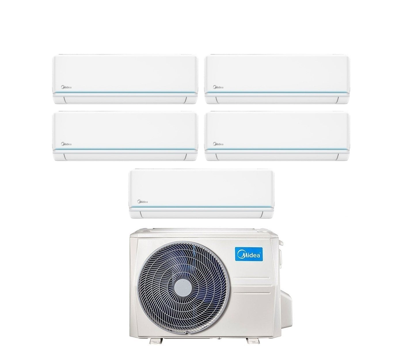 Condizionatore Midea Penta Split Inverter serie EVOLUTION 9+9+9+9+9 con M5OE-42HFN8-Q R-32 Wi-Fi Integrato 9000+9000+9000+9000+9000