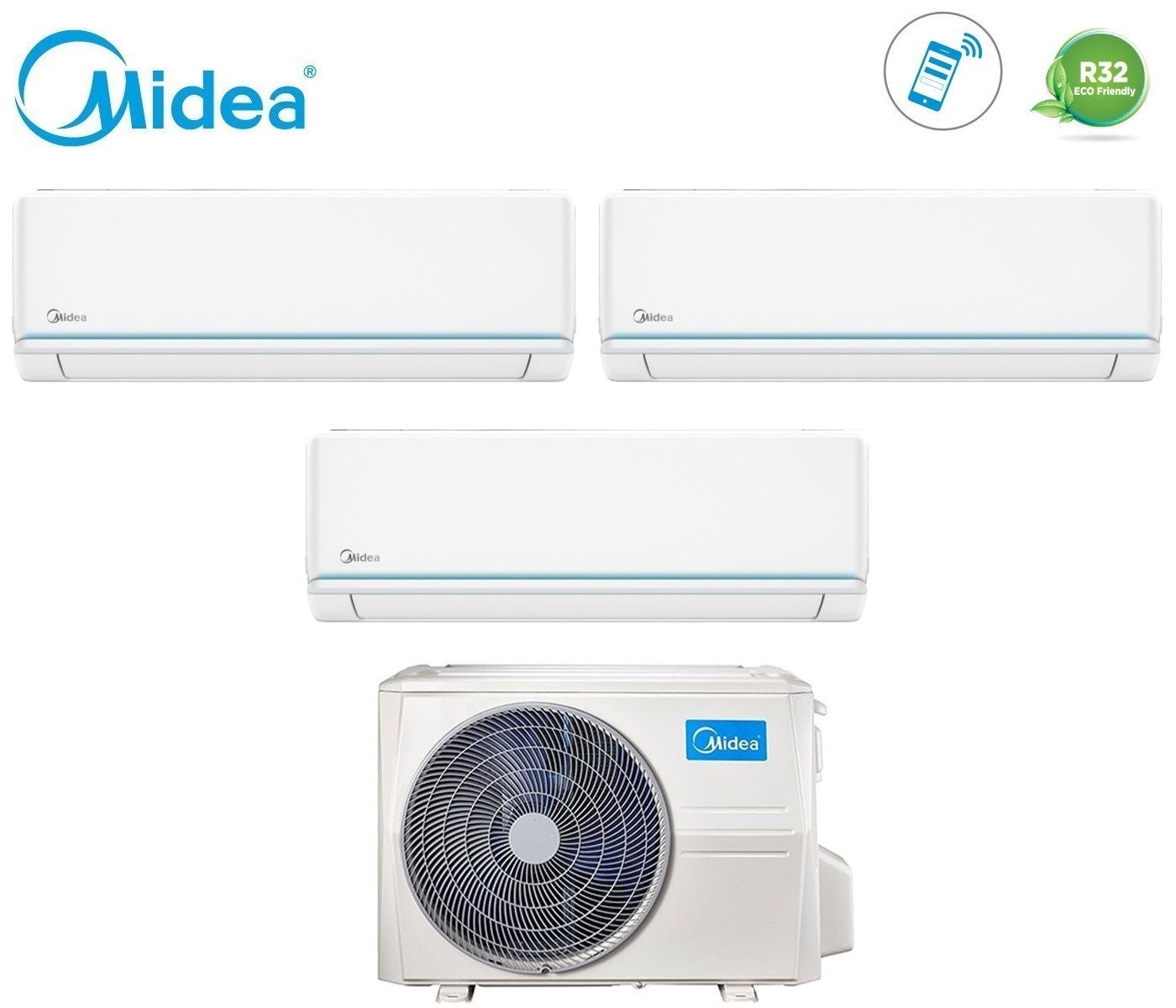 Condizionatore Midea Trial Split Inverter serie EVOLUTION 9+9+12 con M4O-36FN8-Q R-32 Wi-Fi Integrato 9000+9000+12000