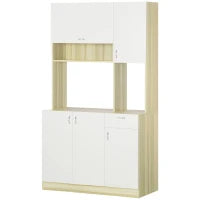 Mobile Buffet a 4 Porte per Cucina con 3 Armadietti, Cassetto e Piano d'Appoggio in Truciolato, 102x48x180 cm