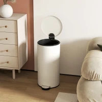 Bidone della Spazzatura da Cucina 30L con Pedale Coperchio a Chiusura Morbida e Cubo Estraibile, Crema