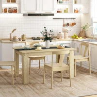 Tavolo da Pranzo Moderno per 6 Persone max, in Truciolato, 140x89.5x75 cm, Nero e color Rovere