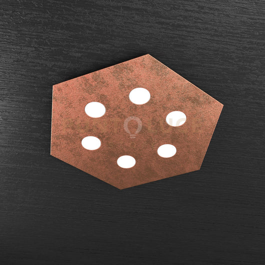 EXAGON PLAFONIERA 6 LUCI FOGLIA RAME 1142-PG-FR