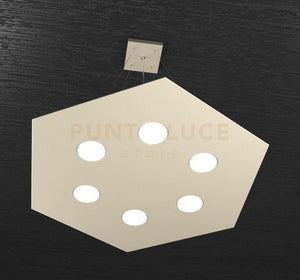 EXAGON SOSPENSIONE 6+1 LUCI BIEMISSIONE SABBIA 1142-SG+1-SA