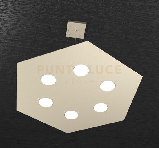 EXAGON SOSPENSIONE 6+1 LUCI BIEMISSIONE SABBIA 1142-SG+1-SA