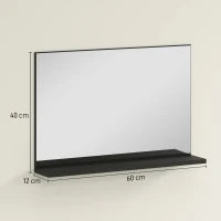kleankin Specchio Bagno da Parete con Mensola Design Moderno e Multiuso, 60x12x40 cm, Nero