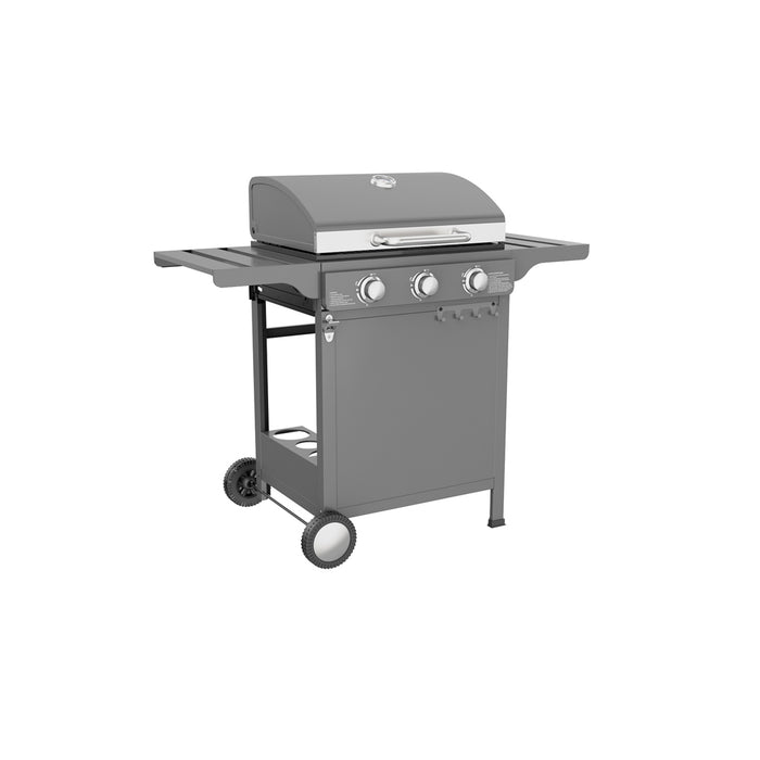 BARBECUE A GAS 3 FUOCHI PIANI LATERALI BBQ COPERCHIO P.57,5xL.118,5xH.104,5 cm EXPERT 3 OMPAGRILL
