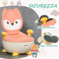 Vasino per Bambini con Schienale, Vaschetta Rimovibile e Braccioli, Età 6 Mesi-3 Anni, Rosa