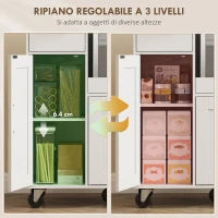 Mobiletto Microonde in Legno con Cassetto, 2 Armadietti, Ripiano Aperto e Piano Regolabile, 80x40x88.7 cm, Bianco