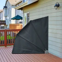 Tenda Frangivista a Ventaglio Salvaspazio e Richiudibile in Alluminio e Poliestere, 140x10x140cm Grigio Scuro