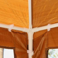 Tenda Gazebo da Giardino Pieghevole con Zanzariera, Struttura in Metallo Copertura PE, 395x295cm, Marrone