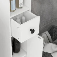 kleankin Mobile Colonna Bagno con Cassetto, 2 Armadietti e 4 Ripiani Aperti, in Legno, 20x20x180 cm, Bianco