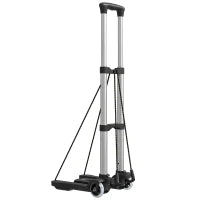 Carrello Portapacchi Pieghevole da 40 kg con 2 Cinghie, Maniglia Telescopica, Alluminio e Plastica, Nero