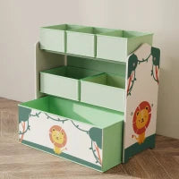 Scaffale per Cameretta a 3 Livelli con 6 Scatole Estraibili di Tessuto non Tessuto, 63x30x66 cm, Verde