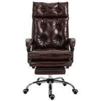 Sedia da Ufficio Ergonomica Presidenziale in Finta Pelle, Poltrona da Ufficio Girevole con Altezza Regolabile, Reclinabile 135° e Poggiapiedi Estraibile per Studio e Scrivania, Marrone
