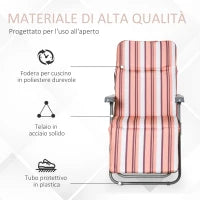 Sedia Sdraio per Esteri Set 2 Pezzi, Reclinabile 5 Posizioni con Cuscino, 60x75x102cm Grigio Arancione