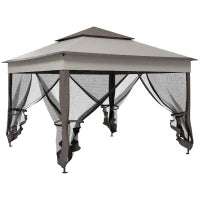 Gazebo Pieghevole con Pareti Laterali Grigio 3,25 x 3,25 x 2,7 m