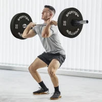 Set 2 Dischi Pesi da 20kg in Gomma con Foro da 2"/5 cm per Manubri e Bilancieri, Nero