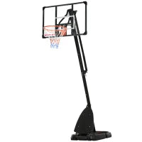 Canestro Basket in Acciaio, Regolabile in Altezza e portatile con Tabellone e Ruote, 107x70cm, Nero e rosso