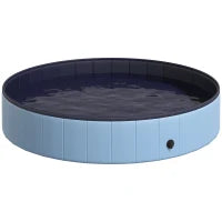 Piscina Vasca da Bagno Portatile Pieghevole per Cani Animali Domestici in PVC Azzurro Φ160 x 30cm